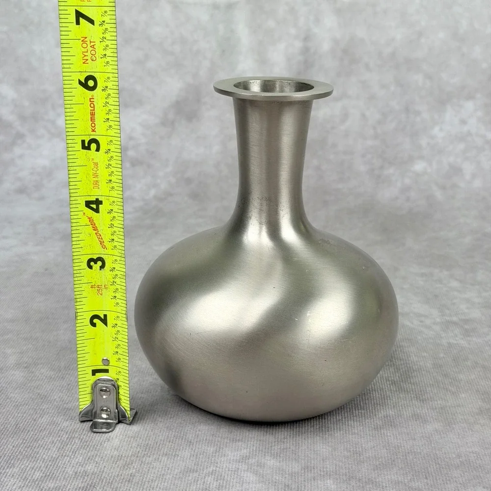 Vintage Wingard San Francisco Abstract Brushed Metal Bud Vase MCM Silver Tone 6